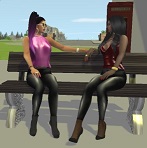 Planet Samuro, deux femmes sur un banc